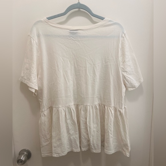 Bobeau Cream Peplum Top 100% Cotton Soft Casual Flowy Blouse 1X - Picture 4 of 5